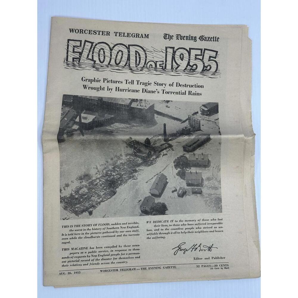 VTG Worcester Telegram Evening Gazette Flood Of 1955 Newspaper Graphic Pictures